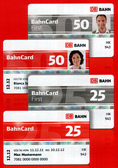 BahnCard - це карта знижок для тих, хто часто користується послугами Deutsche Bahn    Навіть якщо Ви збираєтеся зробити лише кілька переїздів, користуючись послугами Deutsche Bahn, карта BahnCard може Вам знадобитися